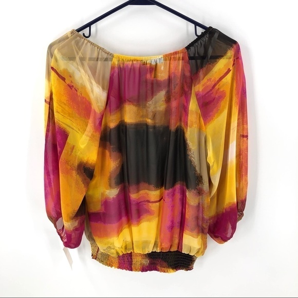 NWT Alfani Tie Dye Two Piece Boho Top Shirt Natural Sunset Size 4 - Picture 4 of 10